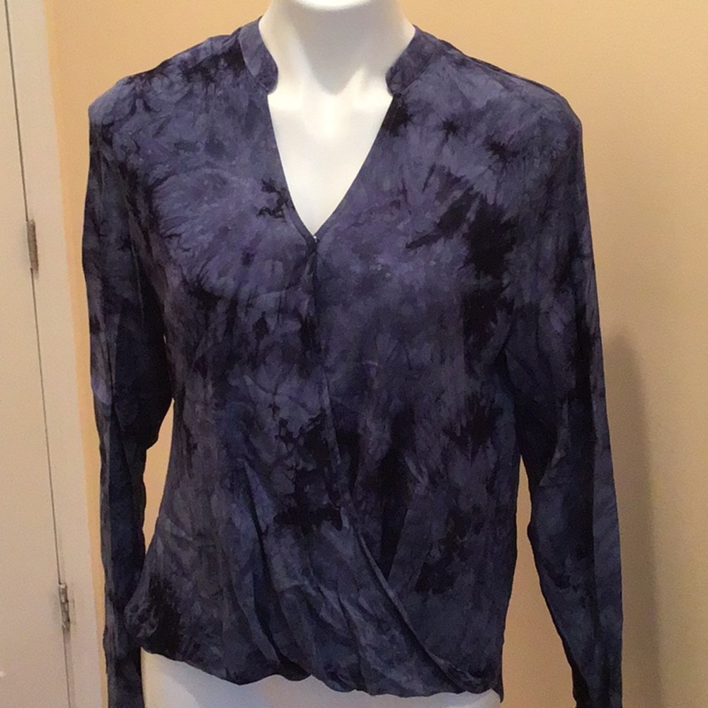 For the Republic blue indigo tie dye blouse
